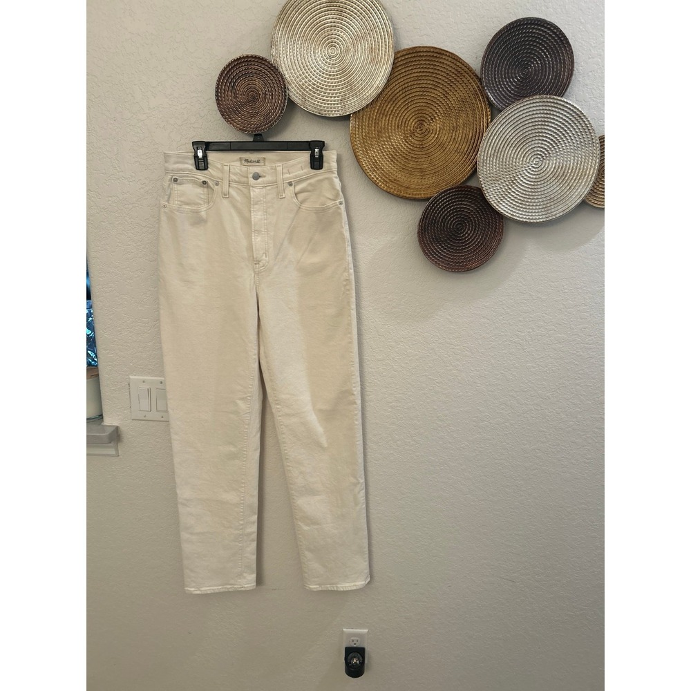 Madewell cream-colored, high-rise, straight-leg denim jeans 29T‎